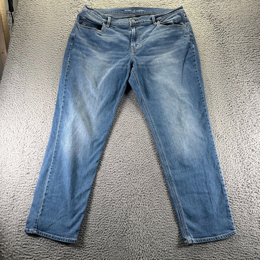 Old Navy Wow Jeans Womens 16‎ Blue Denim Boyfriend Mid-Rise Workwear Stretch